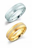 Marrying 585 Weissgold /Gelbgold, 6,00 mm Breite, seidenmatt, Mehrere Brillanten zwischen 0,225 ct. - 0,45 ct. TW/SI,